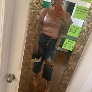 Forever 21 Metallic Pink Cowl Neck Crop Top